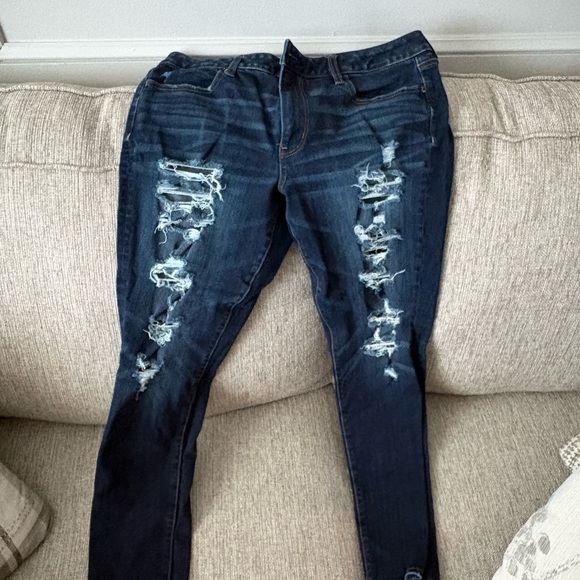 American Eagle Outfitters Denim - American Eagle Outfitters Dark Blue Distressed Skinny Jeans